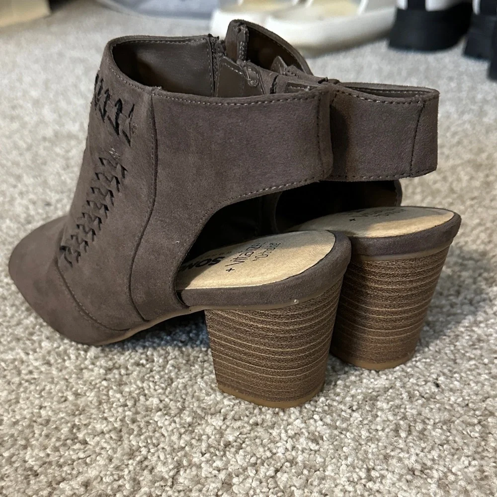 Sonoma Dark Brown Heeled Peep-Toe Boots - Picture 3 of 3